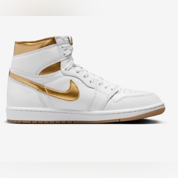 Women's Air Jordan 1 High OGWhite and Gold - Picture 5 of 7